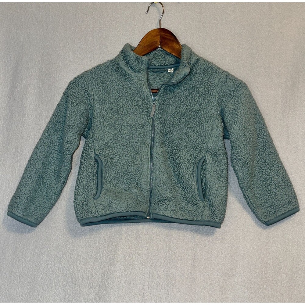 Uniqlo Kids Jacket Soft Shell Long Sleeve Full Zip Green Boys Size 5-6Y (120)